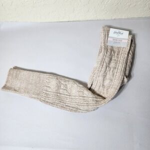Pudus Lifestyle Co Womens Sweater Socks Tan Cable Knit Over The Knee Size 6-10